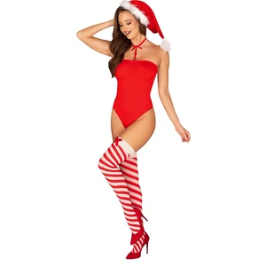 Body Modelator Rosu Pentru Sarbatori Lenjerie Tematica Craciun Dresuri Candy Cane