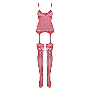 Catsuit Erotic Cu Decupaj Inghinal Obsessive Catsuit Rosu Model F214
