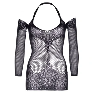 Rochita Intima Mini Dantela Negru Plasa Babydoll Dantela Plasa Marimi Xs L