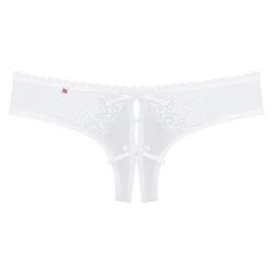 Chilot Sexy Alb Pentru Surprize Intime Tanga Decupata Alb Cu Funda Decorativa