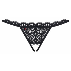 Tanga Crotchless Pentru Nopti Speciale Chilot Erotic Cu Fundite Satin Negru