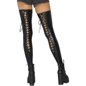 Dresuri Leg Avenue Wetlook Lace Up Thigh Highs Negru Dresuri Leg Avenue Wetlook Lace Up Thigh Highs Negru pe Denysa.ro