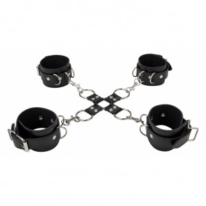 Leather Hand And Legcuffs Negru Leather Hand And Legcuffs Negru pe Denysa.ro