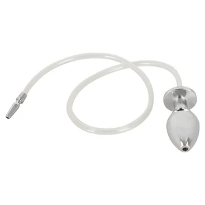 Plug Anal Inox Cu Tub De Silicon Negru Penis Plug Gol Uretral Din Otel Inox