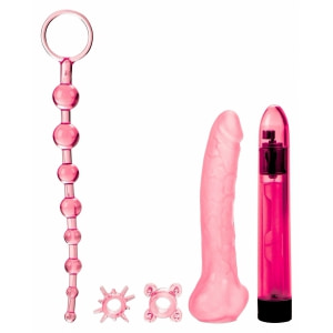 Set Starter Lovers Roz Jucarii Sexuale Pentru Cuplu Set Cu Vibrator Manson Bile Anale Si Inele