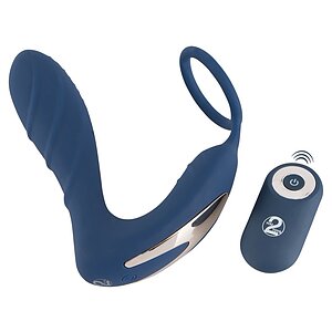 Prostate Massager Vibrating Prostate Plug with Ring Albastru