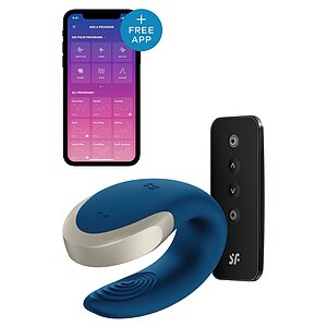 Vibrator Satisfyer Double Love Luxury Partner Albastru Vibrator Satisfyer Double Love Luxury Partner Albastru pe Denysa.ro